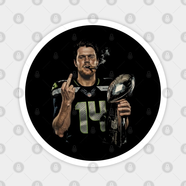 Sam Darnold #14 "GEQBUS" Super Bowl LX Champion Vintage Graphic Tee Magnet by dtr_art